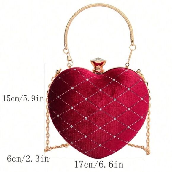 Burgundy heart purse crossbody handbag - Picture 5 of 9